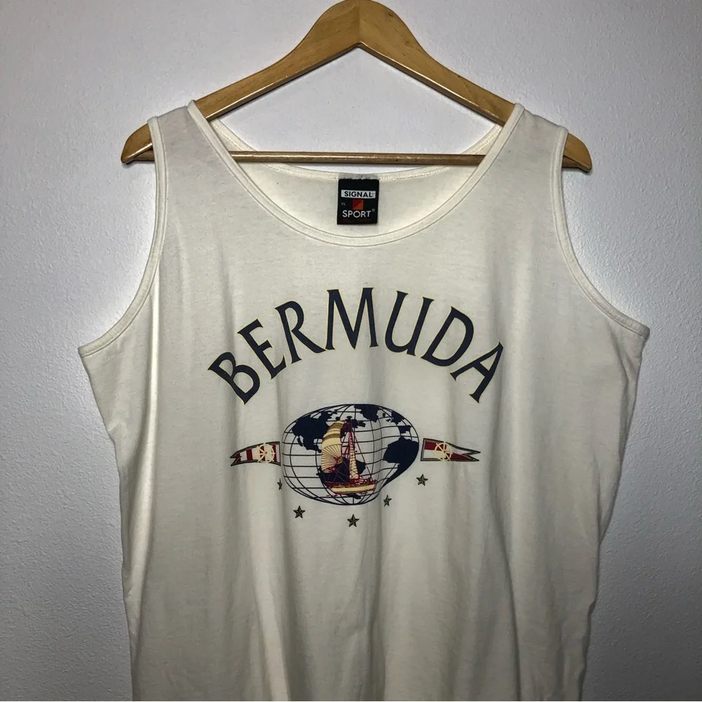 Vintage 1990s Bermuda Signal Sport Tank Top XL - Picture 5 of 6